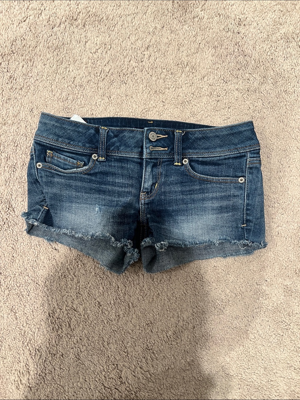 American Eagle Outfitters Distressed Dark Blue Denim Cutoff Shorts